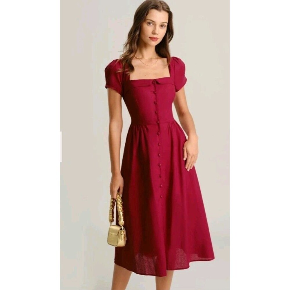 RIHOAS Elegant Casual Dresses for Women Short Sleeve Puff Square Neck A-Line...